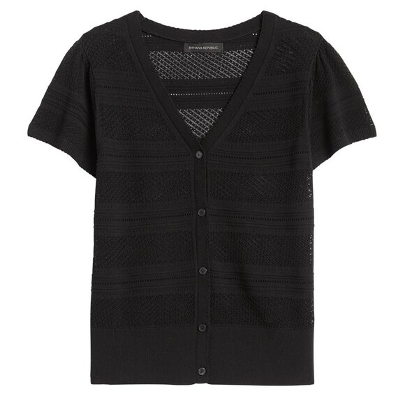 Banana Republic Short Sleeve Pointelle Lace Knit Cardigan / Top - Picture 3 of 7